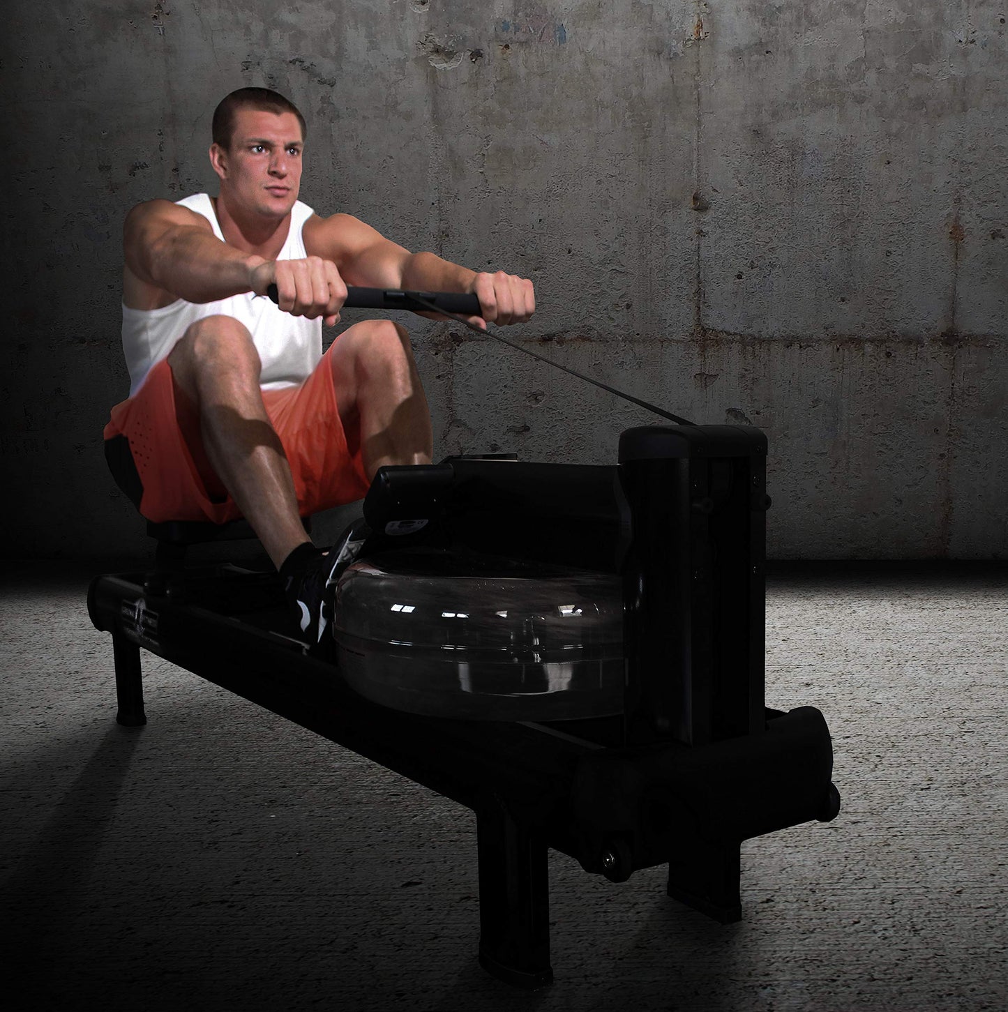 WaterRower Gronk Fitness M1 Hi Rise Water Rowing Machine with S4 BLE Monitor | Limited Edition Low Impact Cardio Workout Machine | Commercial Grade Water Rowing