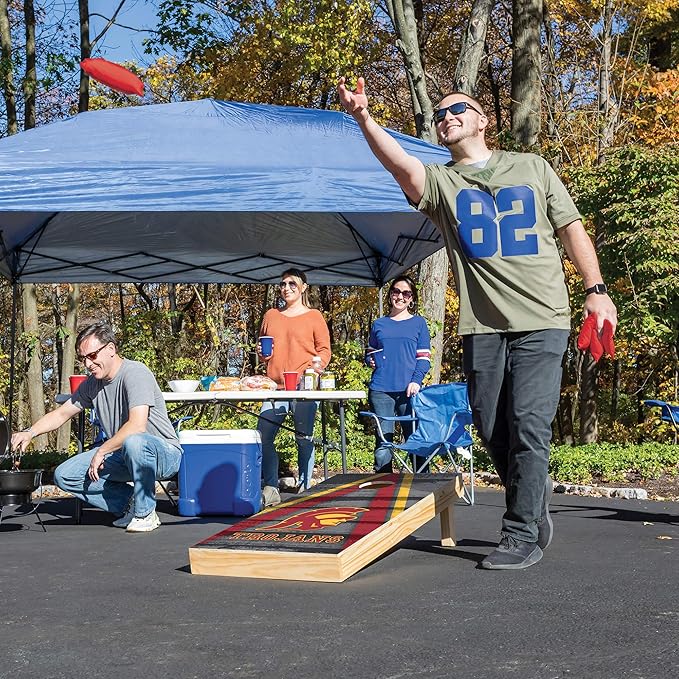Wild Sports NCAA College 2' x 4' Wood Direct Print Tournament Cornhole Set, 8 Bean Bags, Vintage Triange Design - Tailgate, Outdoor, Backyard