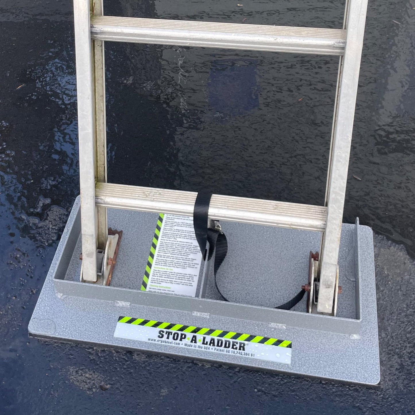 Stop-A-Ladder | Ladder Safety Device Prevents Slipping on Slick Surfaces | Fits Extension Ladders Up to 21” Wide | Lightweight, 6 lb Foam Grip with Adjustable Strap | Ladder Grip