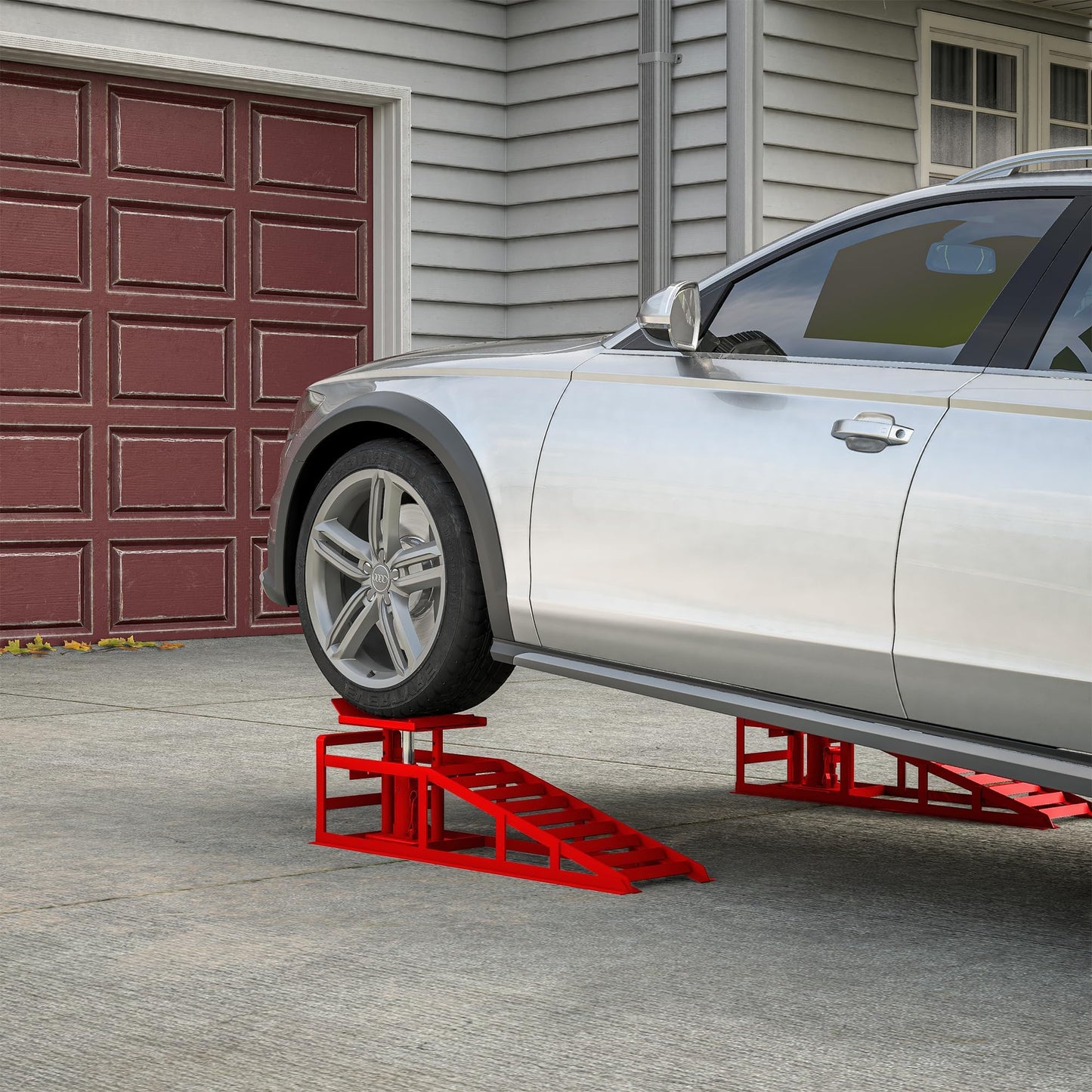 GarveeTech 2 Pack Hydraulic Car Ramps 5 T 10000 LBS Low Profile Car Lift Service Ramps Truck Trailer Garage,Height Hydraulic Vehicle