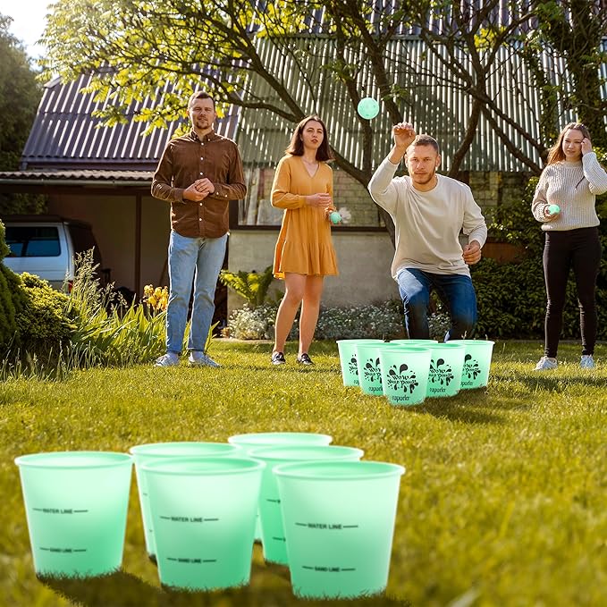 ropoda Giant Yard Pong,Yard Games with Durable Buckets and Balls - Choose Red Large, XL, or Green - Glow in The Dark, Outdoor Game with Carry Bag for The Beach,Lawn, Great Gift Choice for Families
