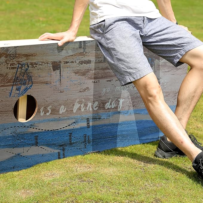 Solid Wood Premium Cornhole Game Set, Bean Bag Toss Game for Tailgate, Outdoor, Backyard - Professional Portable Cornhole Boards & Set of 8 Cornhole Bean Bags (Junior, Tailgate, Regulation Size)