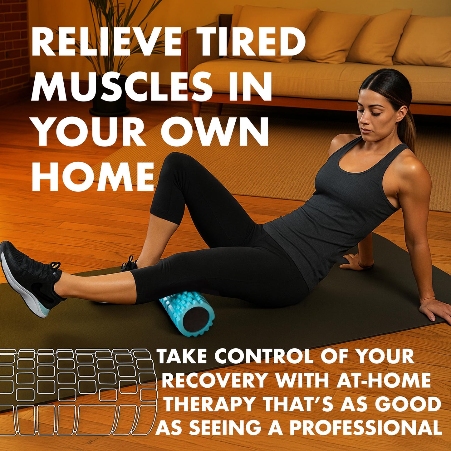 321 Strong Foam Roller - Medium Density Deep Tissue Massager for Muscle Massage and Myofascial Trigger Point Release, with 4K eBook - Aqua