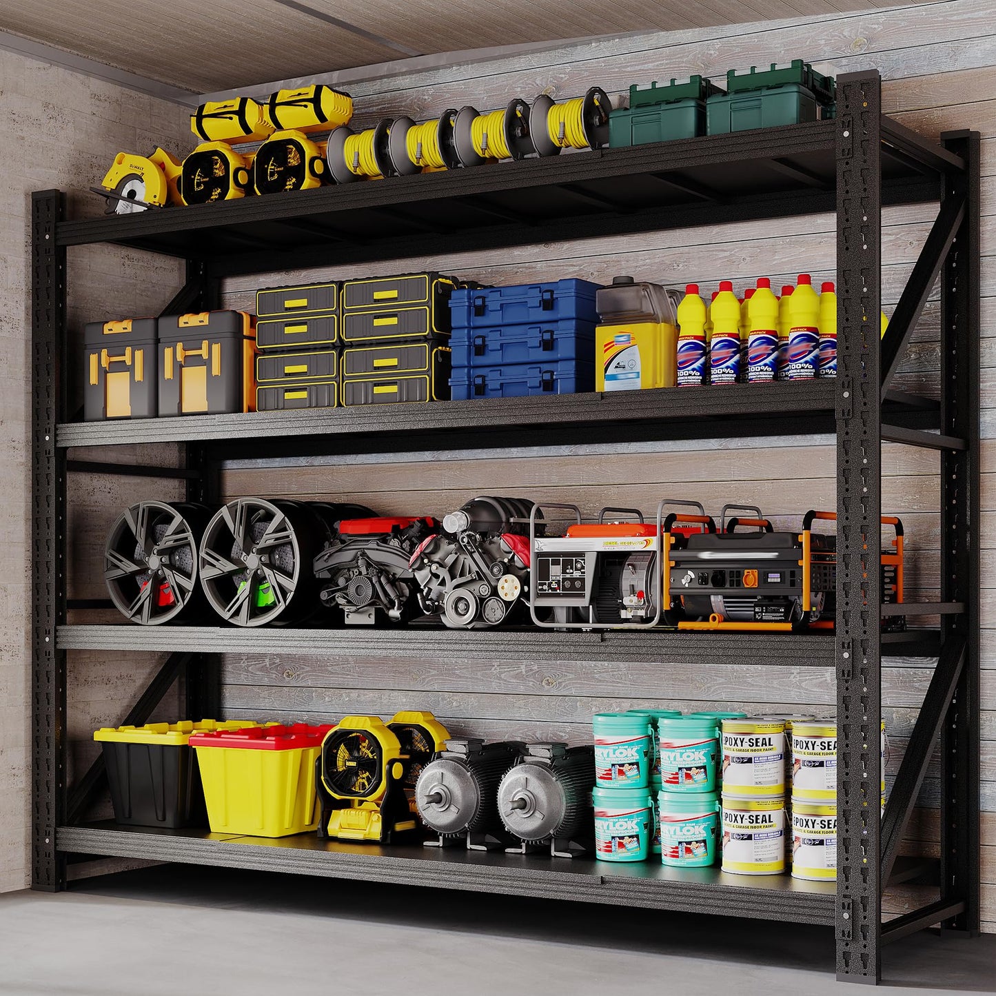 BYNSOE 78.8" W Storage Shelves 7000lbs Garage Metal Shelving Heavy Duty Garage Shelves Adjustable Storage Shelves for Industrial, Factory, (78.8" W X 24" D X 78.8" H)
