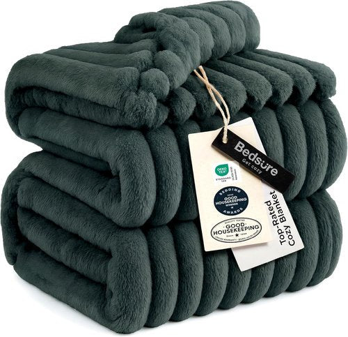 Bedsure GentleSoft Fleece Blanket - Cozy Mallard Green Throw for Couch, 108x90 Inches
