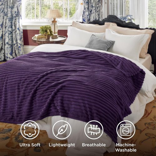 Bedsure GentleSoft Purple Fleece Blanket - Super Soft Cozy King Size 108x90 Inches for Ultimate Comfort