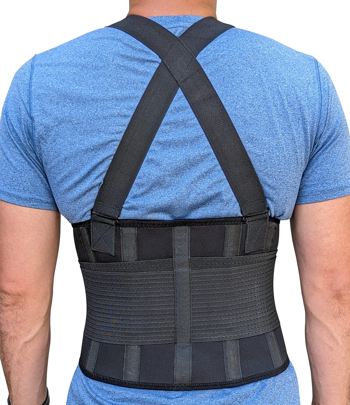 Back Brace for Men Lower Back Heavy Lifting with Suspenders, Back Support Belt for Work, Lower Back Brace with Lumbar Support for Back Pain Relief, Construction Warehouse Moving Belt, Size L