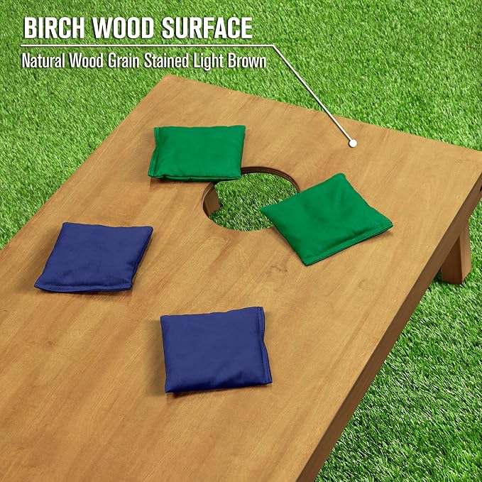 GoSports 4 ft x 2 ft Regulation Size Wooden Cornhole Boards Set - Includes Carrying Case - Full Regulation Size Bean Bag Toss Boards