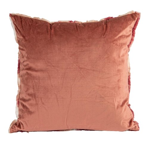 Bloomingville, Pink and Rose Faux Fur Pillow, Pattern and Velvet Back, Color