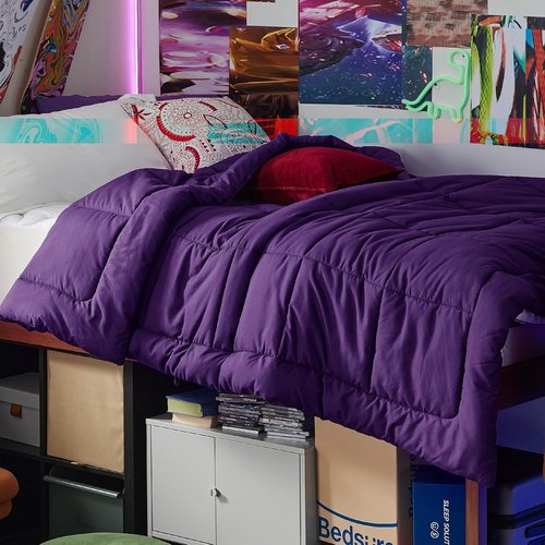 Bedsure Comforter Duvet Insert - All-Season Twin Size Quilted Down Alternative Blanket, Purple 88 x 68 Inches