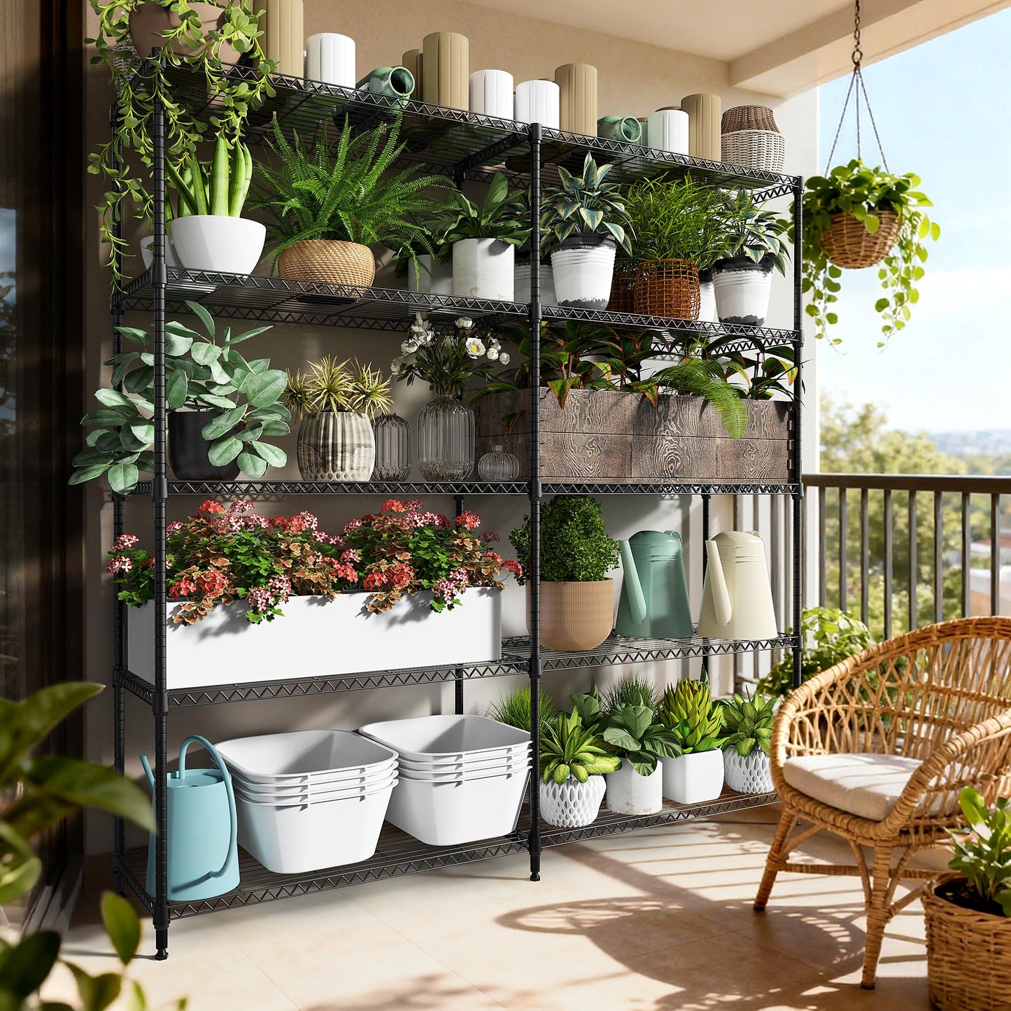 M MZG 5 Tiers Storage Shelves Load 1500LBS, Metal Shelving Wire Metal Shelving Unit Shelves for Storage Adjustable Garage Shelving for Pantry Kitchen Garage Black 15.8" D x 33.5" W x 70.5" H