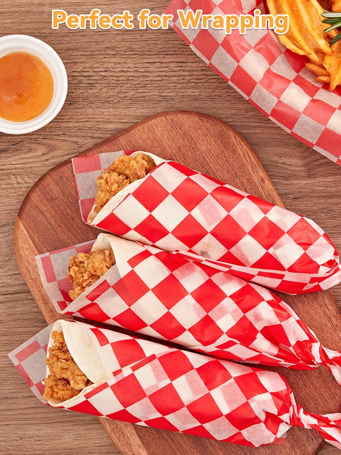 SMARTAKE 12 x 12 Inches Non-Stick Wax Paper - 250 Pcs Red Plaid Hamburger Patty & Sandwich Wraps