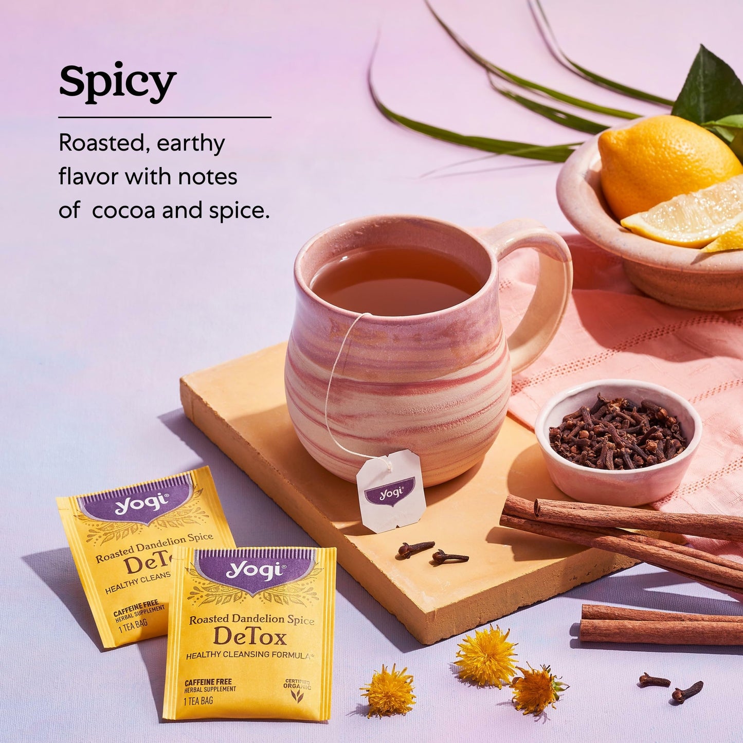 Yogi Tea Roasted Dandelion Spice DeTox Tea - 16 Tea Bags per Pack (6 Packs) - Organic DeTox Tea - Includes Roasted Dandelion Root, Dandelion Root, Cinnamon Bark, Cocoa Shell & More