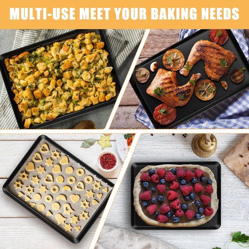 E-far Nonstick Baking Sheet Set - Heavy-Duty Cookie Pans with Cooling Racks | 12.5 x 9.5 Inch, Easy Clean