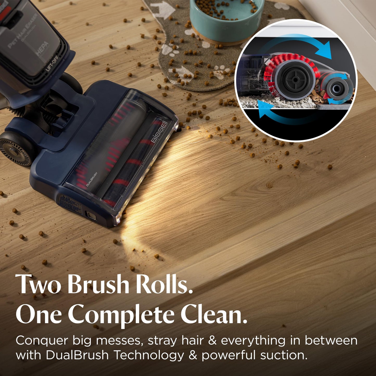 Bissell Pet Hair Eraser DualBrush Upright Vacuum with Two Brush Rolls, DualBrush Self-Cleaning Technology, HEPA Sealed Allergen System, Bright FurFinder Headlights, Lift-Off Pod, 42943
