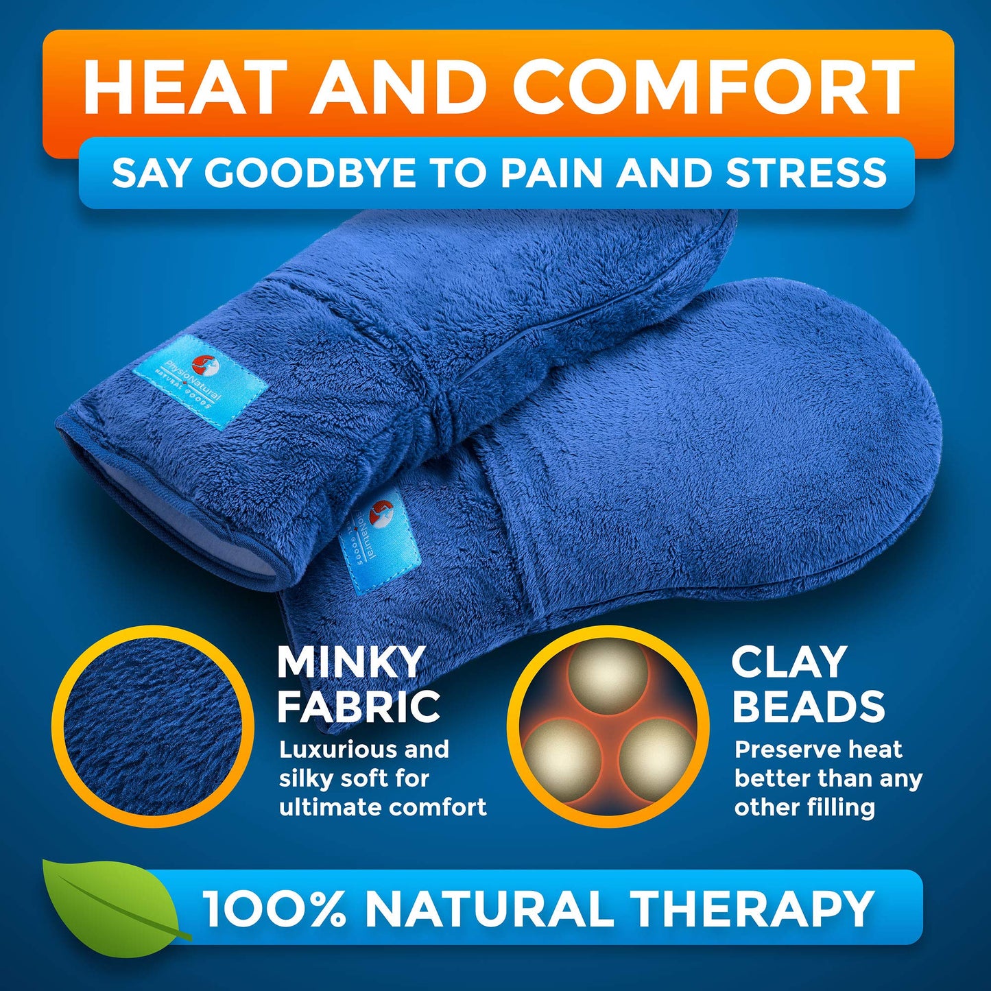 Microwavable Therapy Mittens with Flaxseed – Moist Heat Therapy Relief for Hands and Fingers in Cases of Stiff Joints, Trigger Finger, Inflammation, Raynaud's, Carpal Tunnel – Natural Unscented Gloves