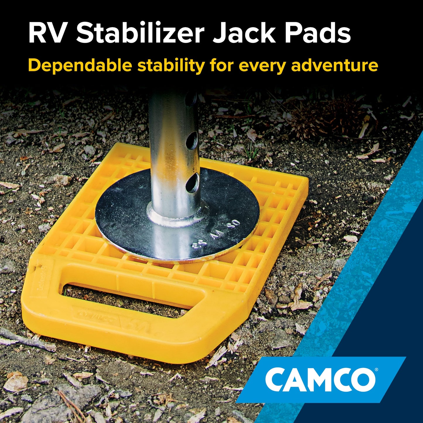 Camco RV Stabilizing Jack Pads - Features Interlocking Design & Includes Handy Strap for RV Storage and Organization - Molded of Strong UV Stabilized Polypropylene - 4-Pack (44595)