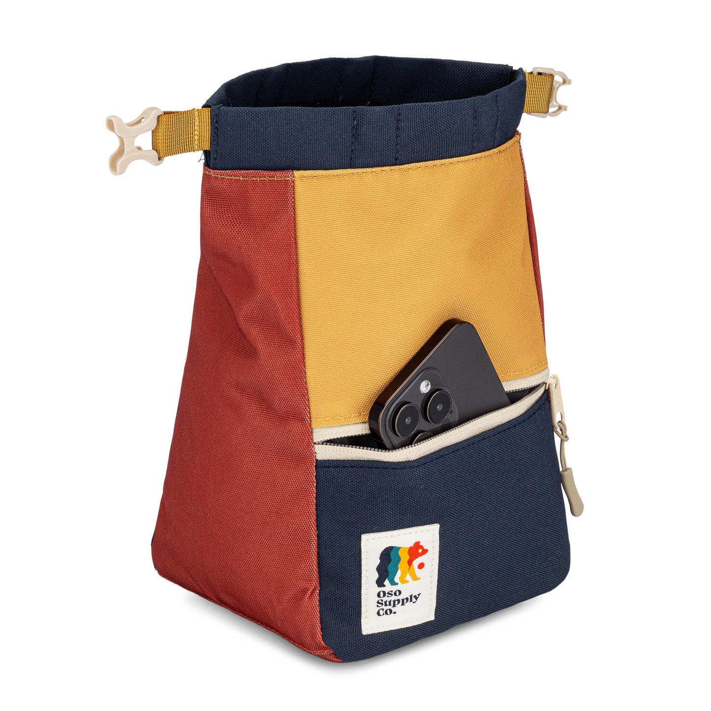 Oso Supply Co - Large Roll Down Bouldering Chalk Bucket (Navy/Yellow/Red)