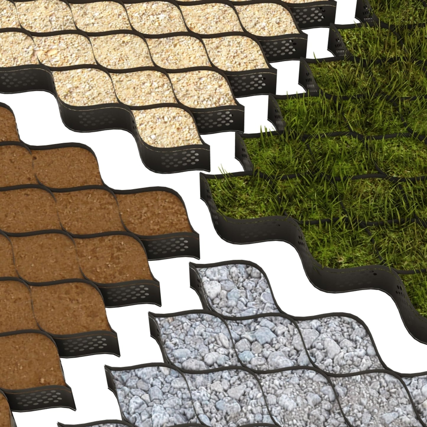 BaseCore HD™ 2" Geocell Ground Grid – 6x9 ft (54 sq ft), 1 Panel – Heavy-Duty Ground Stabilizer for Playgrounds, Stalls, Turf Bases, Sheds, Walkways, and Paver Base - Durable, Erosion-Resistant