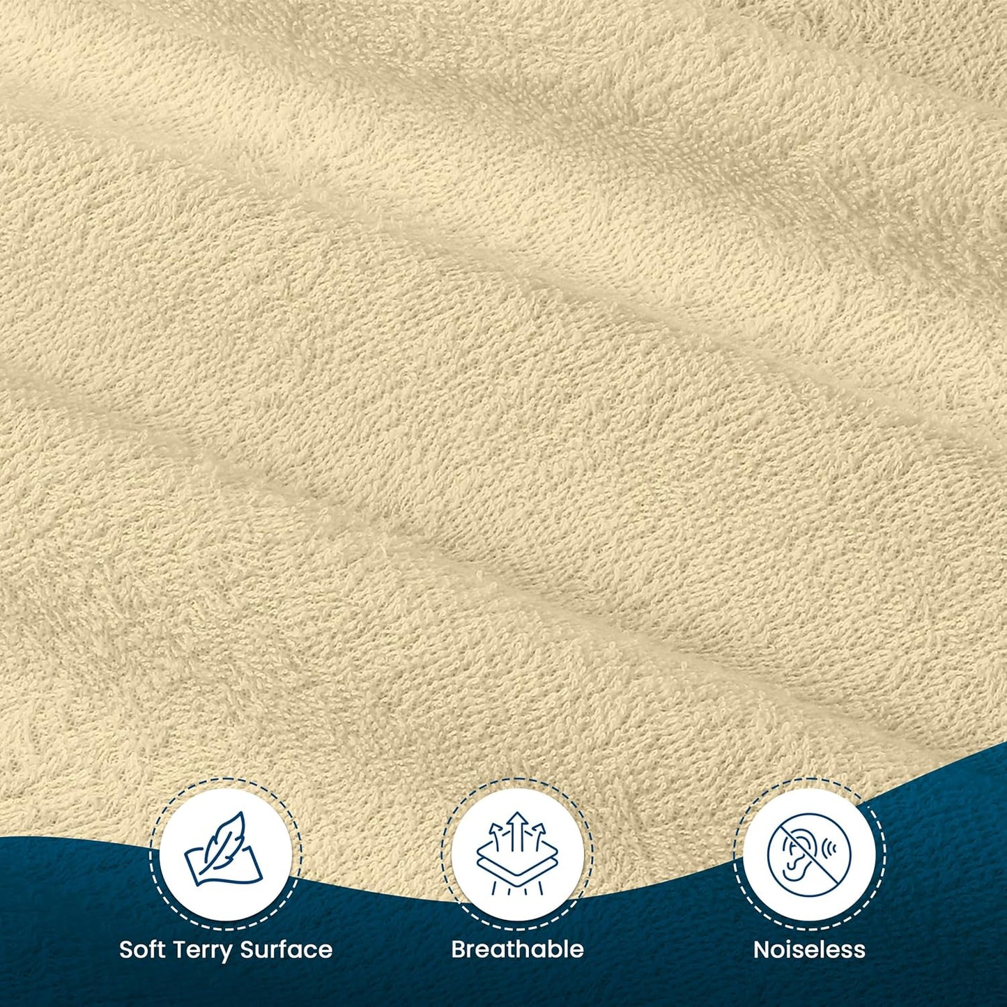 Queen Size Mattress Protector Waterproof, Premium 200 GSM Terry Mattress Cover, Soft & Breathable Bed Cover, Fitted Sheet Style Stretchable Deep Pockets 17" by Utopia Bedding (Beige)