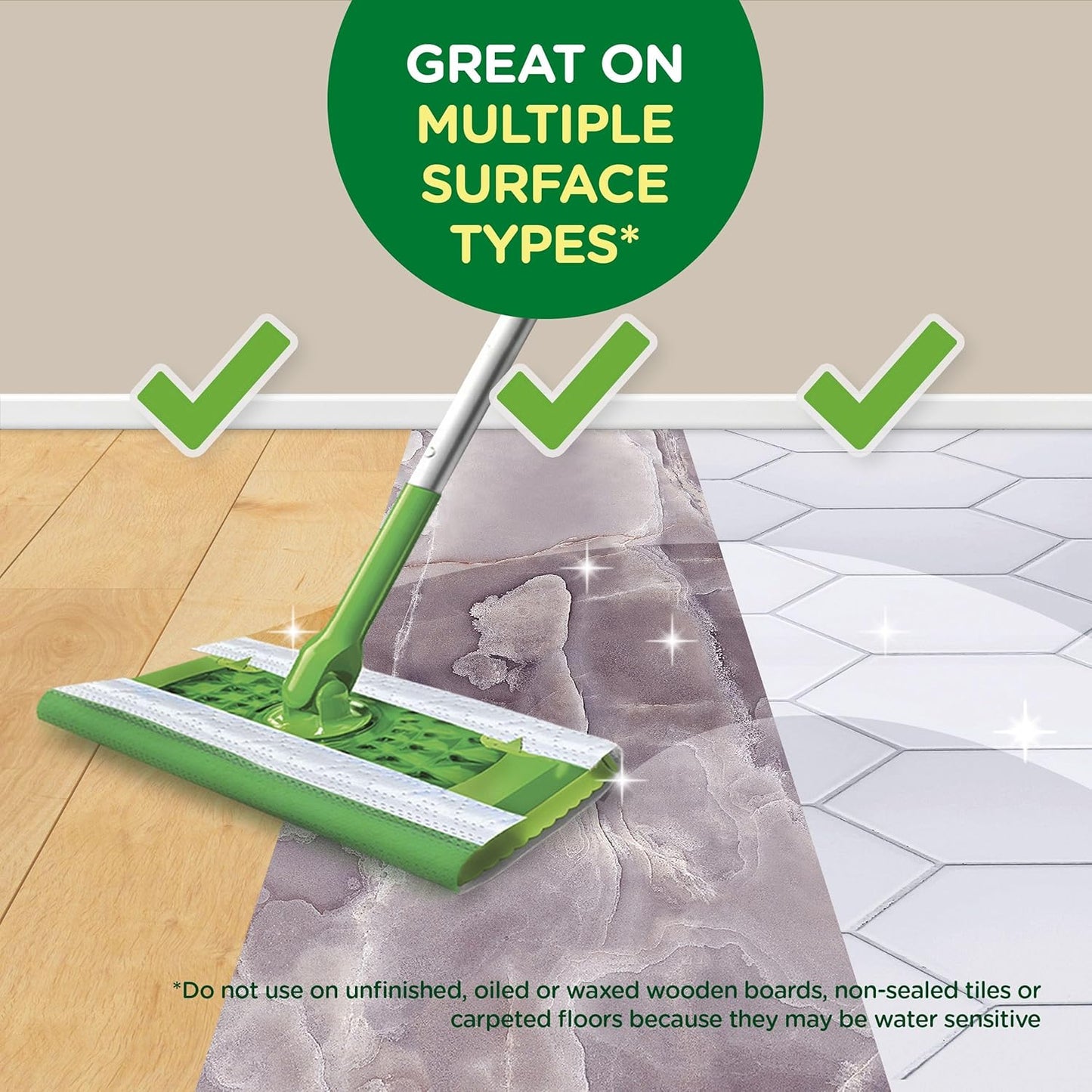 Swiffer Sweeper Wet Mopping Cloths - Open Window Fresh Scent, 24-Count Refills | Pack of 6
