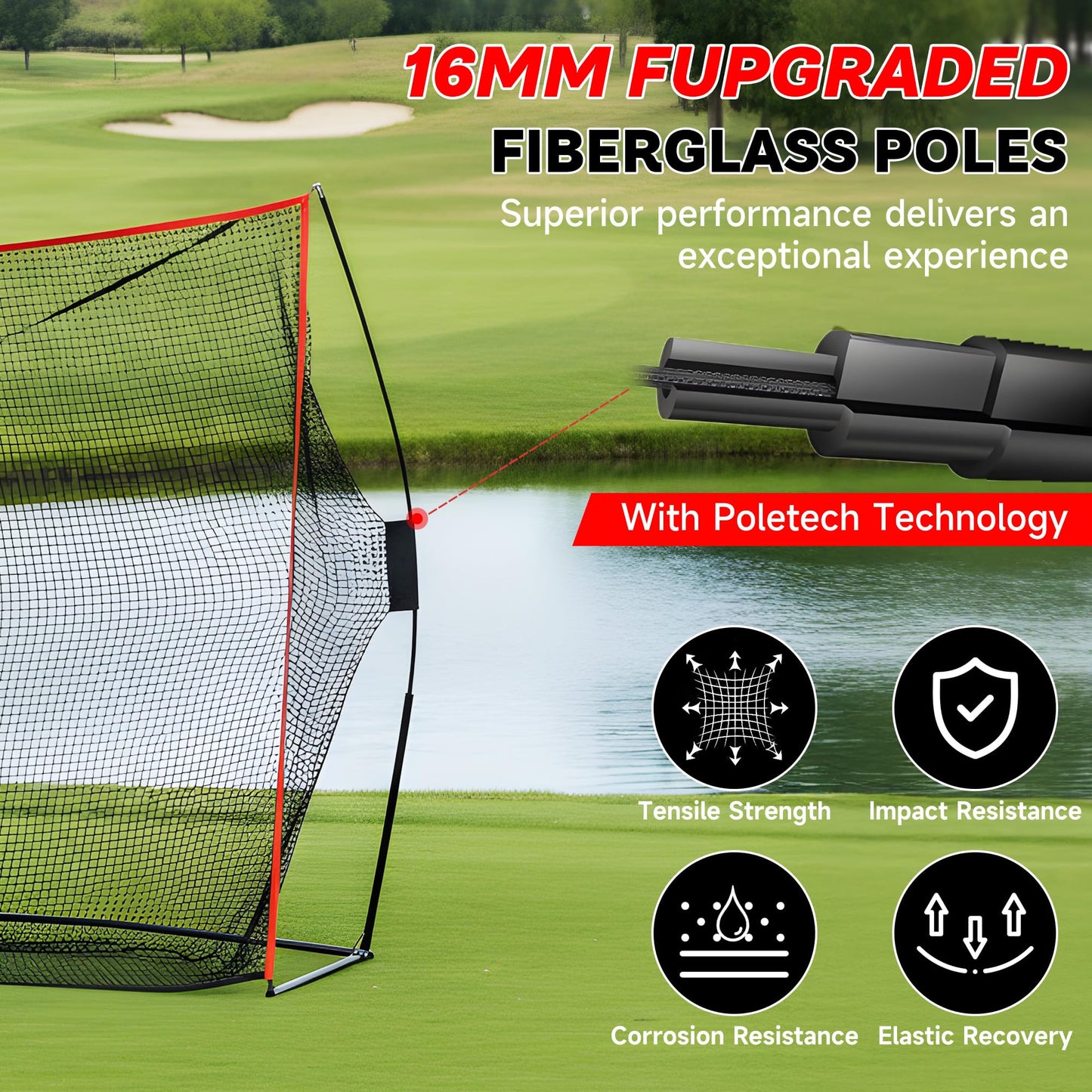 Aohanoi Golf Net, 10x7ft Golf Hitting Nets with a Turf Mats, Golf Practice Net for Backyard,Garage, Terrace Equipped with Noise Free Target, Great Gift for Fathers, Husbands and Professional Golfers