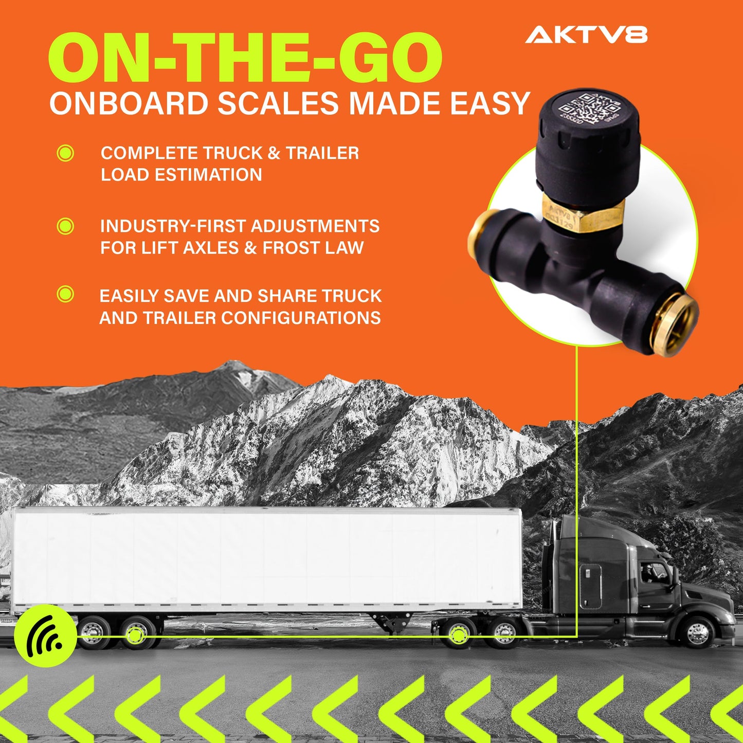 AKTV8 PressureTech™ Onboard Scale System - Real-Time Load Measurement for Air Suspended Trucks & Trailers - Bluetooth Enabled Mobile App & Fleet Connectivity