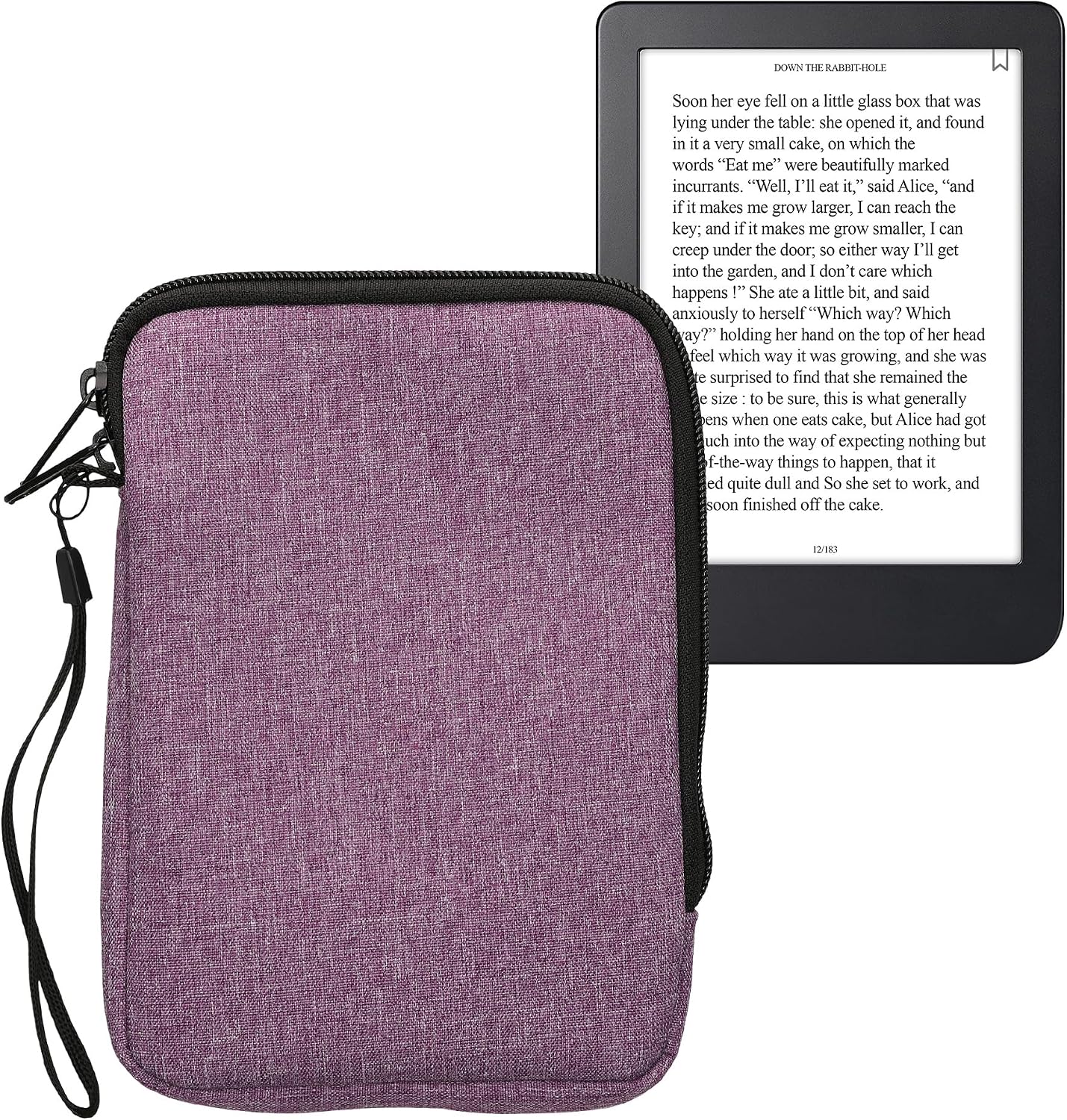 kwmobile 6" Fabric Protective Cover Compatible with eReader Cover - Fabric Cover for e-Reader with Zip - Lavender