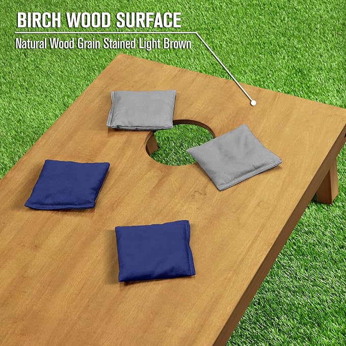 GoSports 4 ft x 2 ft Regulation Size Wooden Cornhole Boards Set - Includes Carrying Case - Full Regulation Size Bean Bag Toss Boards