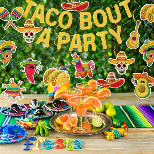Mexican Taco Bout a Party Decoration Taco Bout a Party Banner Mexican Fiesta Ceiling Hanging Swirls for Fiesta Birthday Cinco De Mayo Decoration