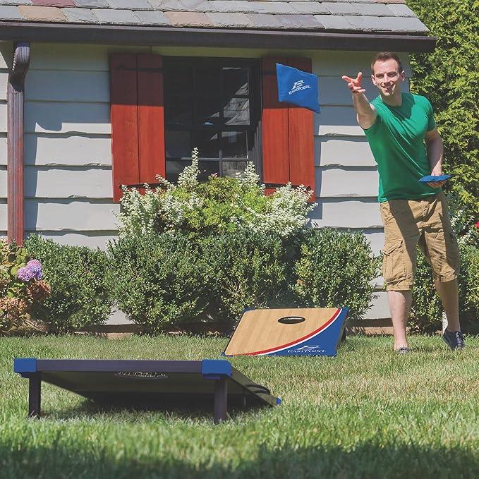 EastPoint Sports Cornhole Game Set Bean Bag Toss MDF - 2' W x 3' L - Built-In Storage, Convenient Carry Handles and 8 Premium Bean Bags