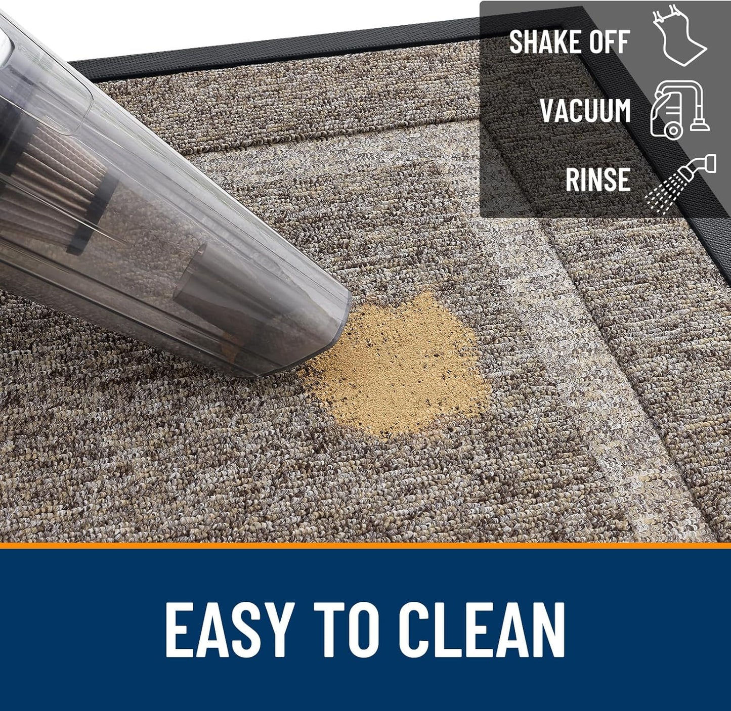 OLANLY Waterproof Front Door Mat - All-Season Indoor/Outdoor Doormat, Easy Clean, 29.5x17, Khaki & White