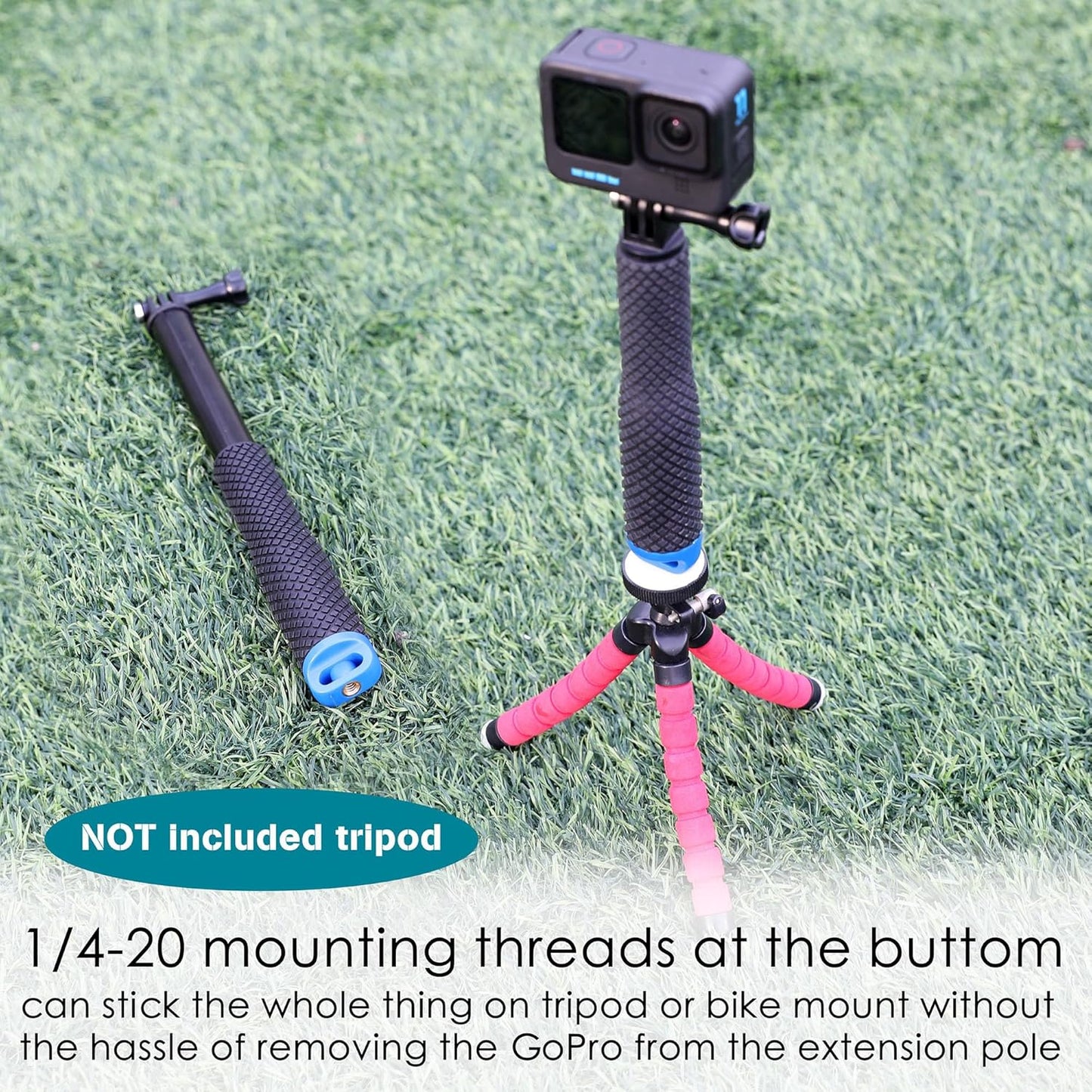 YALLSAME 7''-23'' 13 12 11 10 9 8 7 6/AKASO/DJI 6 5 4 3, Extendable Selfie Stick for GoPro, Waterproof Handle Grip