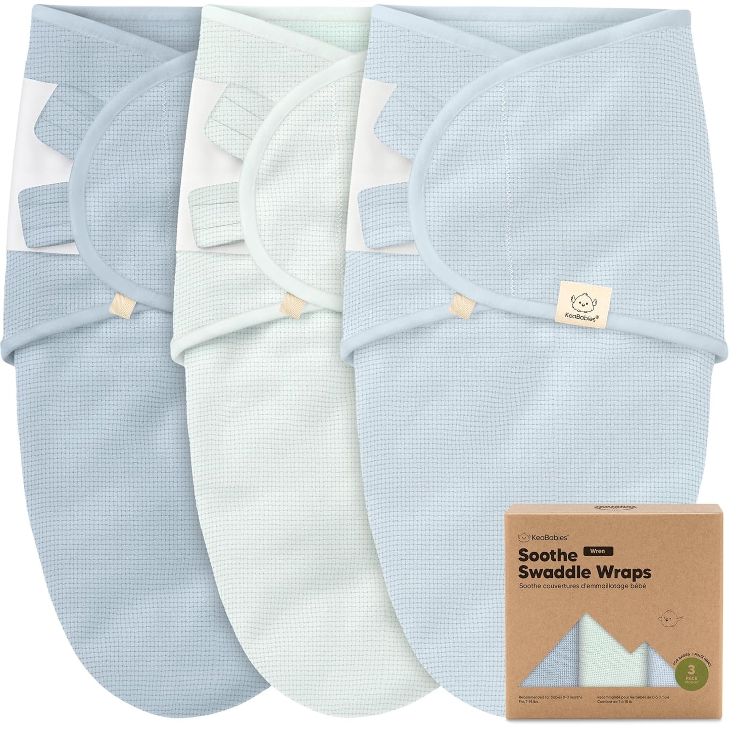 Skiennix Organic Swaddles - Soft & Snug Baby Sleep Sacks for Newborns 0-3 Months | Large Hook & Loop Closure (Glacier)