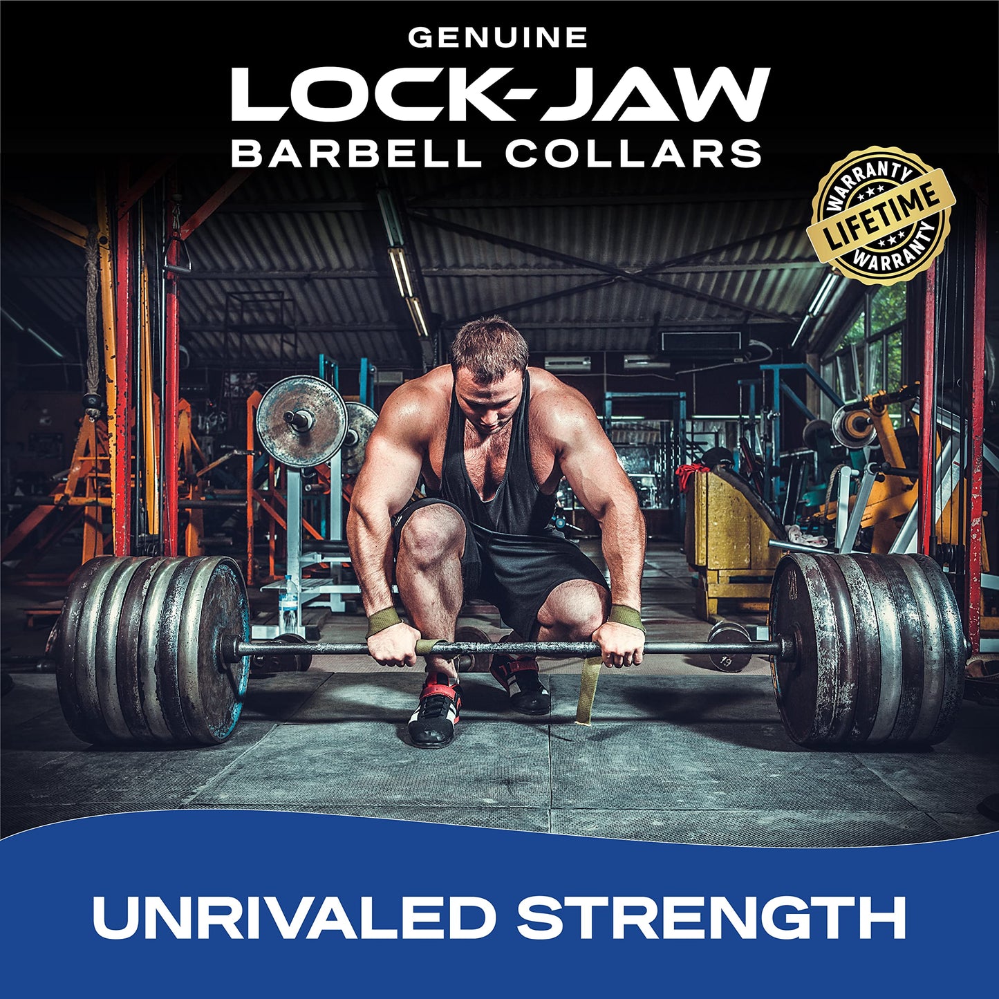 Lock-Jaw PRO 2 Barbell Collars Olympic Barbell Clamps 2 Pcs – Heavy Duty Bar Clamps for 2” & 50mm Olympic Bars – Secure Weight Bar Clamps for Strength Training & Home Gym Accessories – All Black