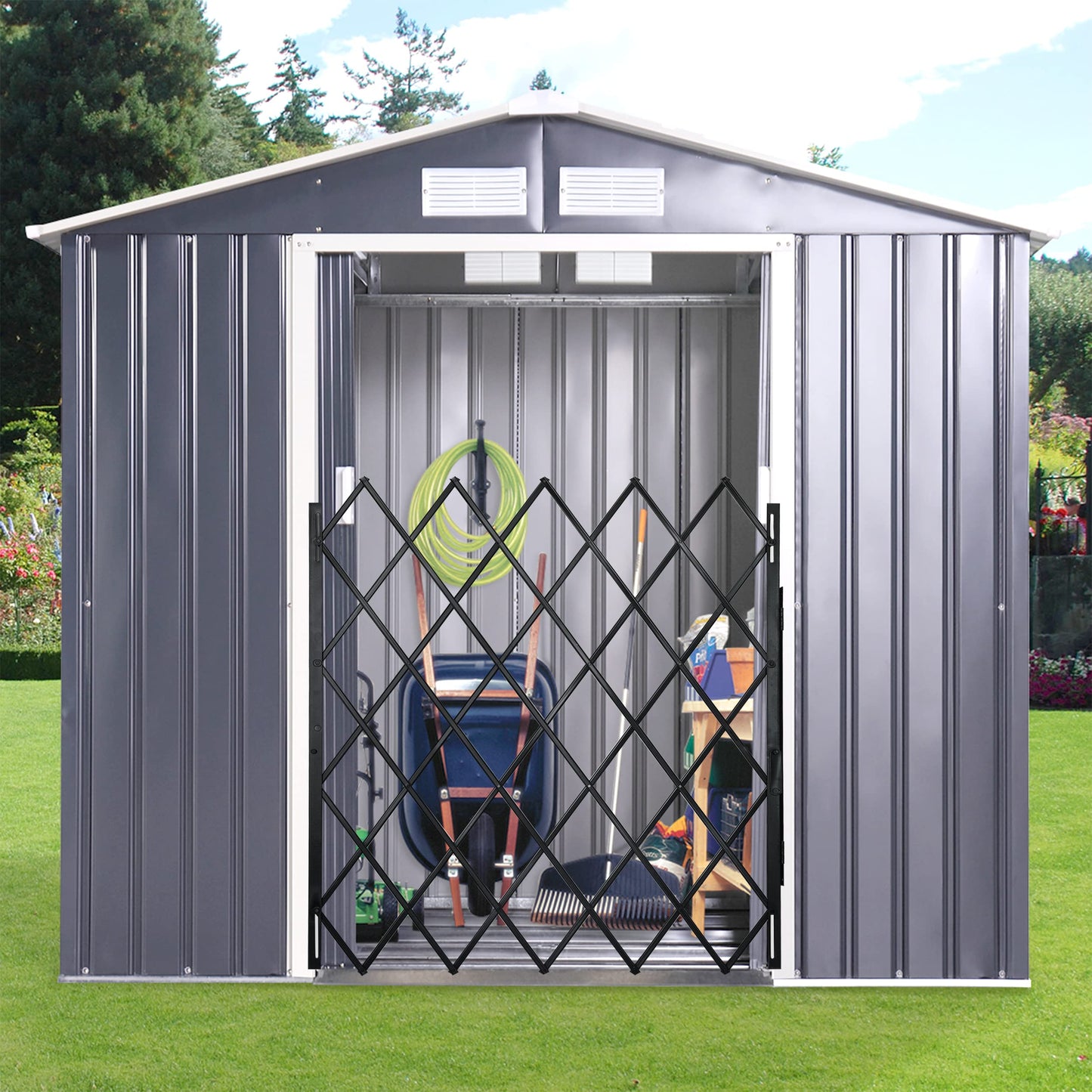 50LBS Heavy-Duty Steel 12'' to 48" W x 79" H Folding Door Expand Gate, Security Scissor Gates