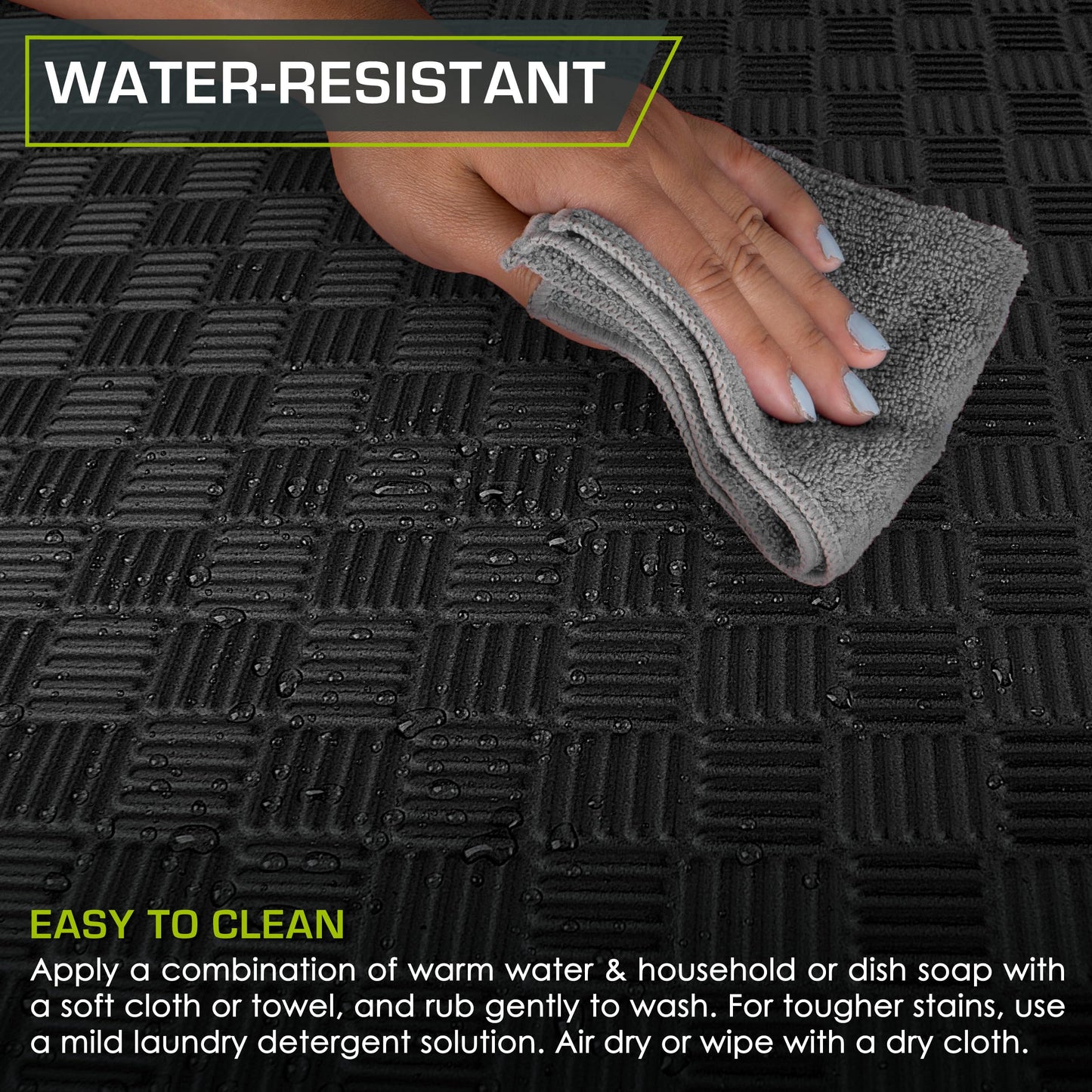 ProsourceFit Exercise Puzzle Mat ½-inch, Checkered EVA Foam Floor Tiles w/ Non-Slip Texture, Interlocking Design for Adjustable Gym Surfaces, Shock Absorbing, Black, 12 SQ FT - 12 Tiles