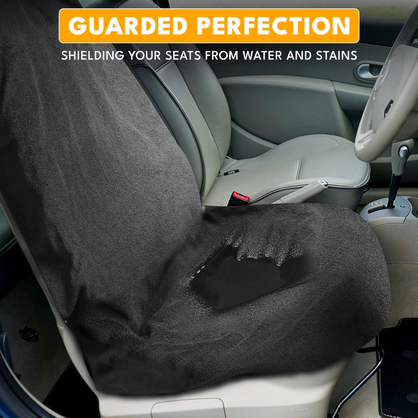 EcoNour Car Seat Cover Sweat Towel – Waterproof Universal Seat Protector for Gym, Workout, Swimming, Camping & Dog Travel – Washable Car Seat Cover for Cars, Trucks, SUVs & Vans – Black 29" x 55.5"