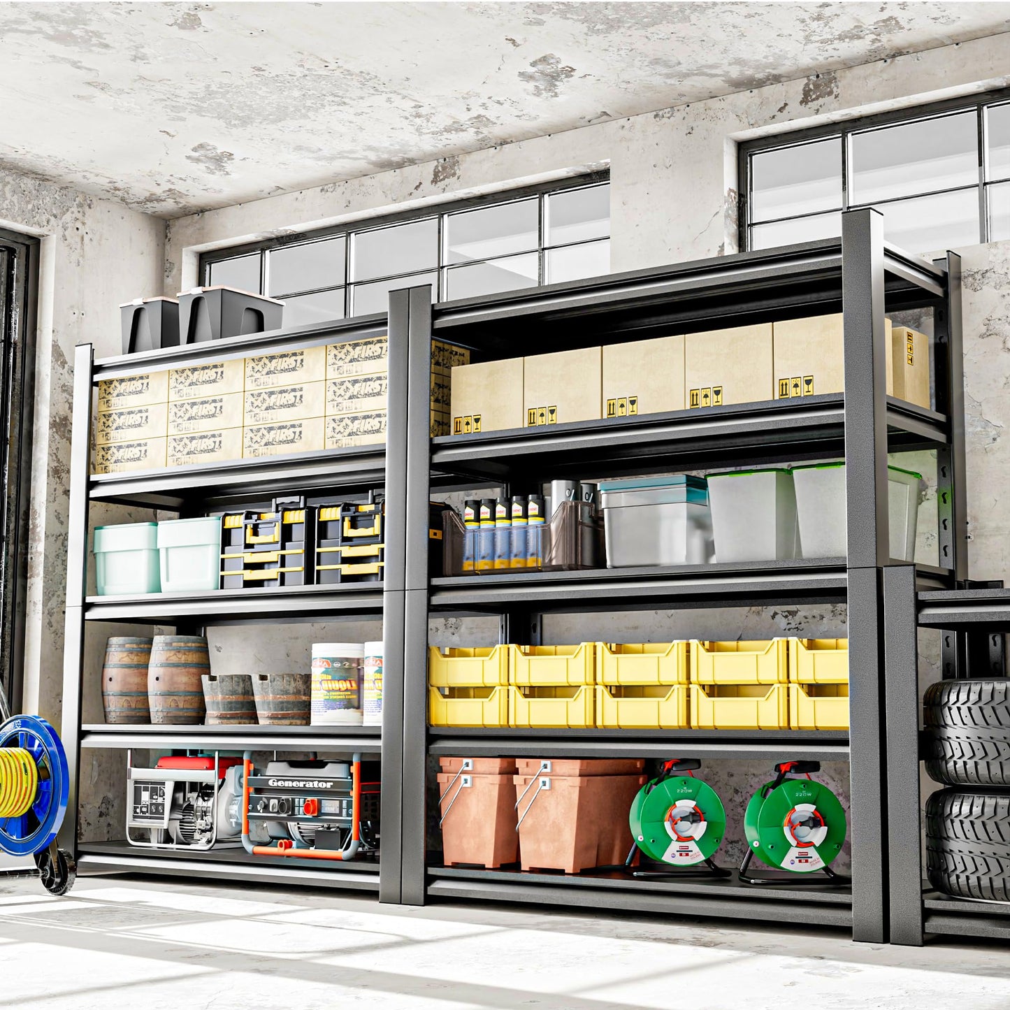 OLLRRACT Heavy Duty Metal Storage Shelf, 5 Tier Industrial Shelving Unit - Garage Shelving, Utility Shelf, Metal Storage Rack Shelving, Durable Garage Shelf Organizer 18" D x48 W x78 H
