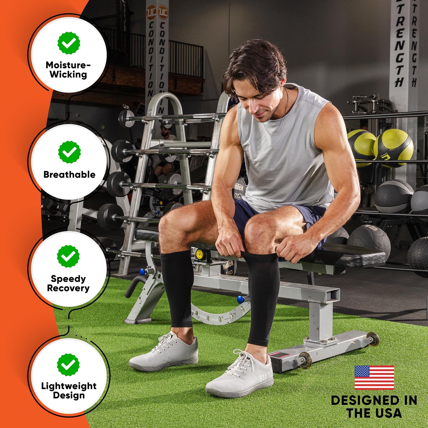 Calf Compression Sleeves for Men and Women - (1 Pair) Footless Compression Socks Support for Varicose Vein, Nursing, Pregnancy, Running - Leg Sleeve Brace for Shin Splints, Pain Relief and Swelling