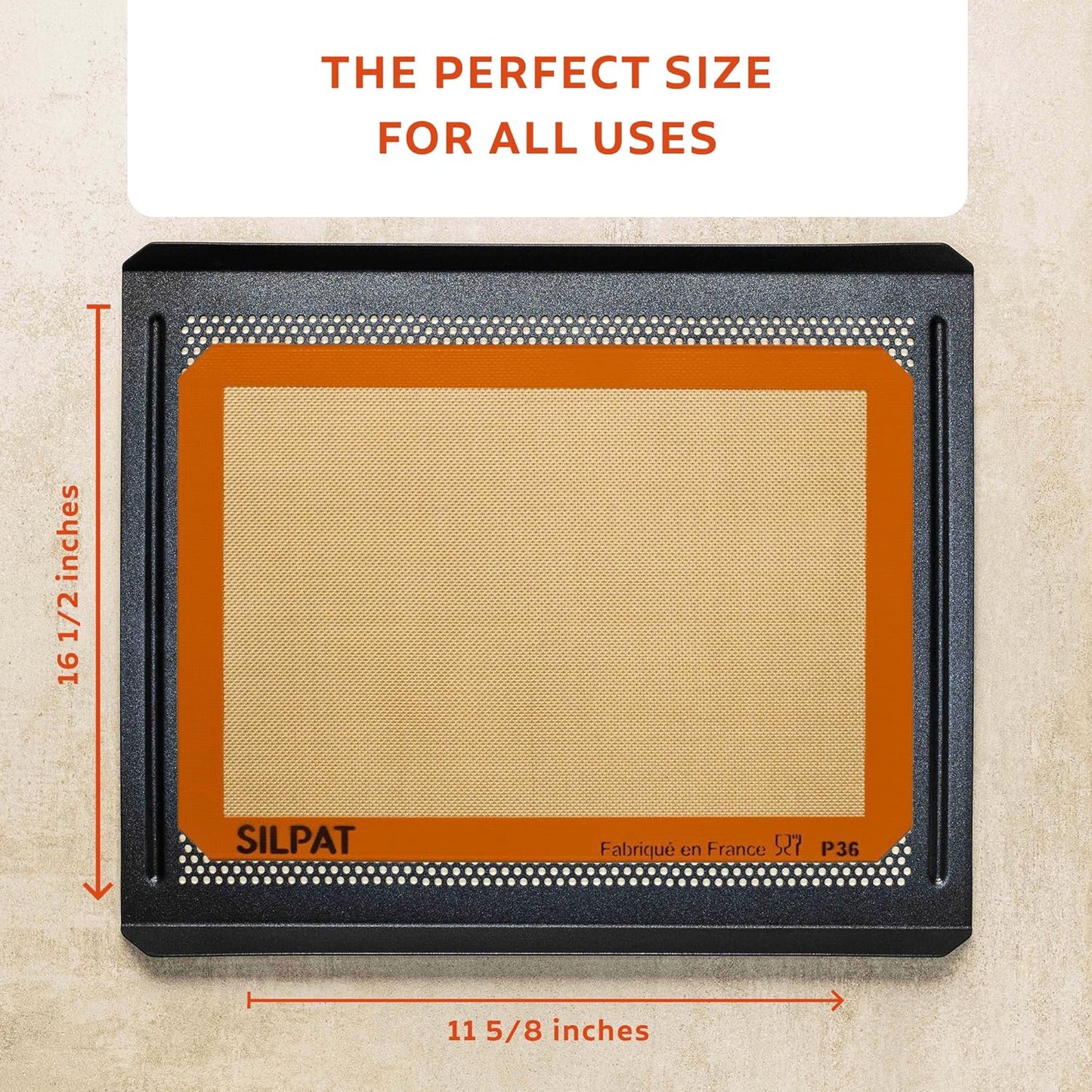 Silpat Premium Non-Stick Silicone Baking Mat - Half Sheet Size 11-5/8" x 16-1/2" | Vibrant Orange
