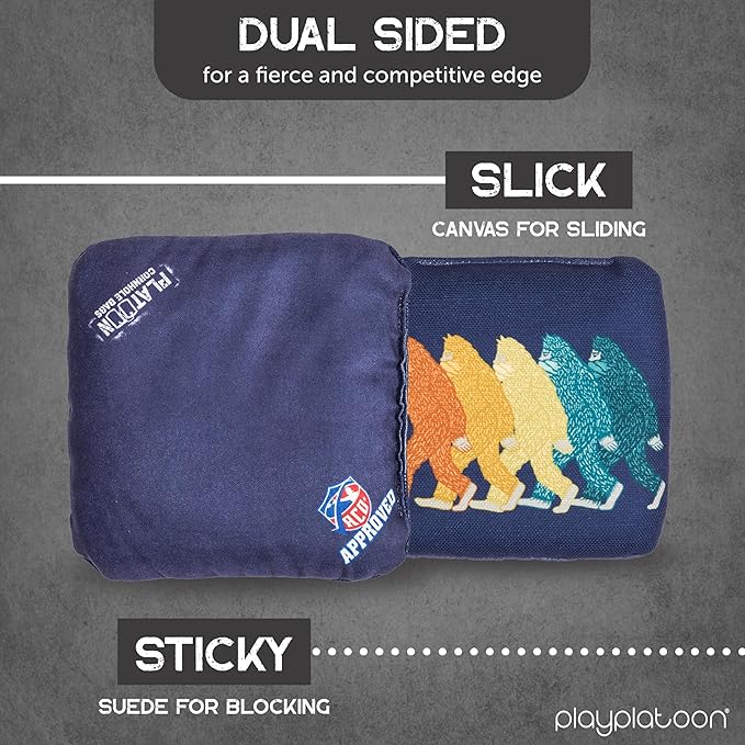 Play Platoon Cornhole Bags Set of 8 Regulation Professional Corn Hole Bean Bags ACO Approved, Competition Weight, Slick and Stick