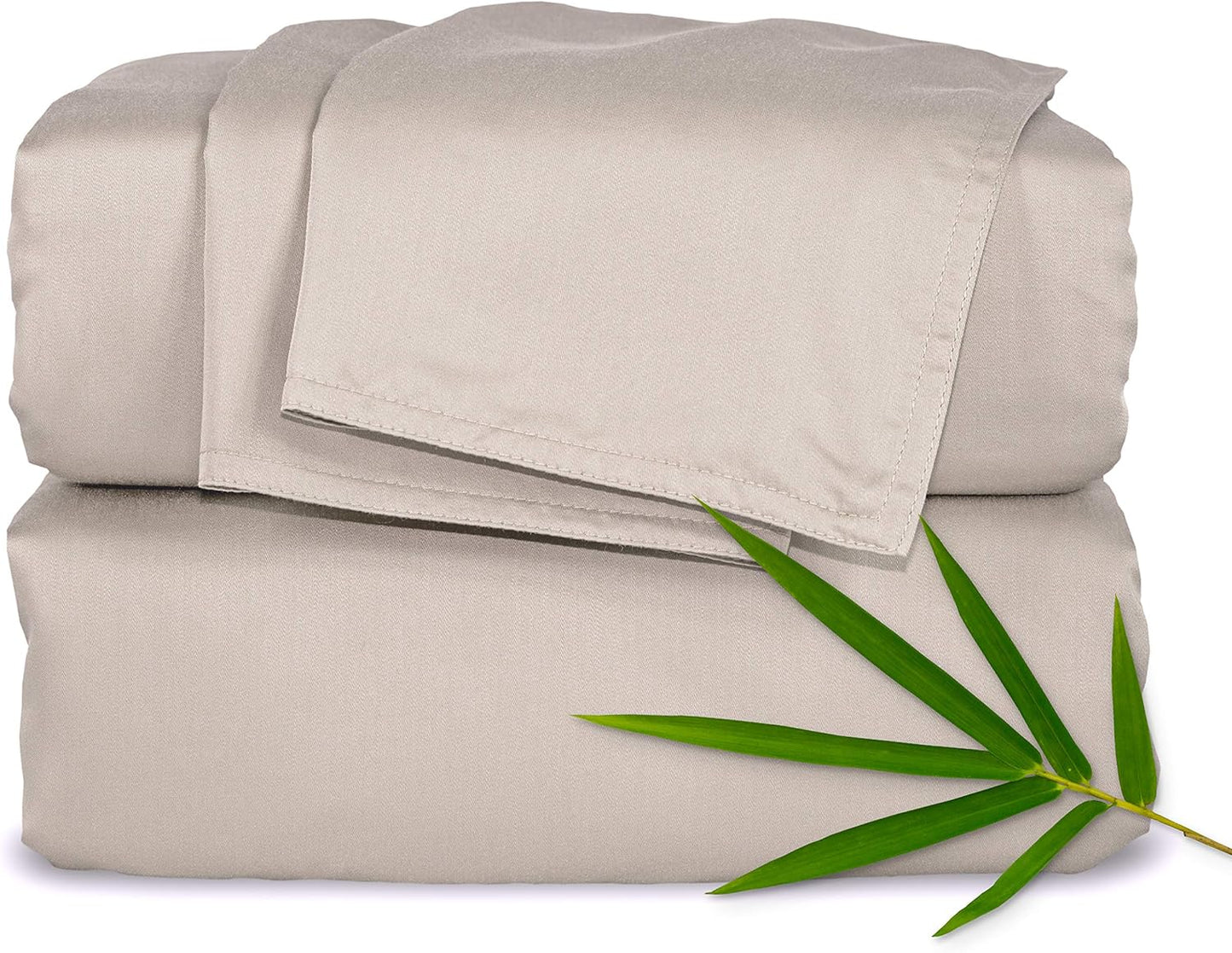Pure Bamboo Queen Sheets - 100% Organic Viscose Bed Sheet Set | Luxuriously Soft & Cooling (Sand)