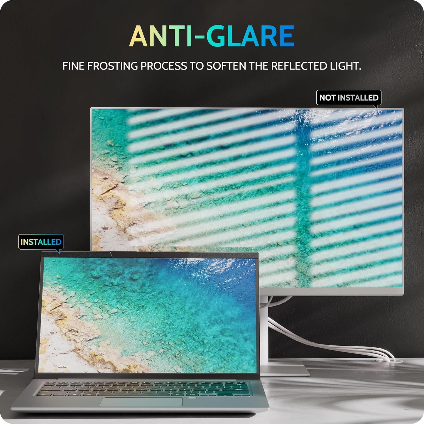 14 inch 16:9 14" Peslv Magnetic Laptop Privacy Screen for Computer Monitor, Removable Anti Glare Protector Blue Light