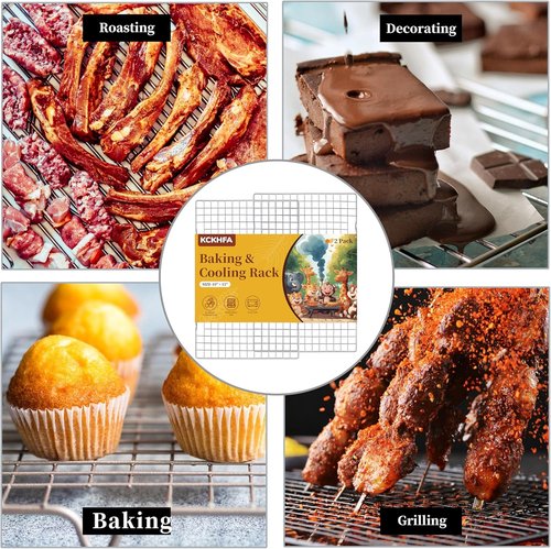 2PCS Stainless Steel Cooling Racks by [Brand Name] - 10" x 15" Oven & Dishwasher Safe for Baking, Grilling, Roasting