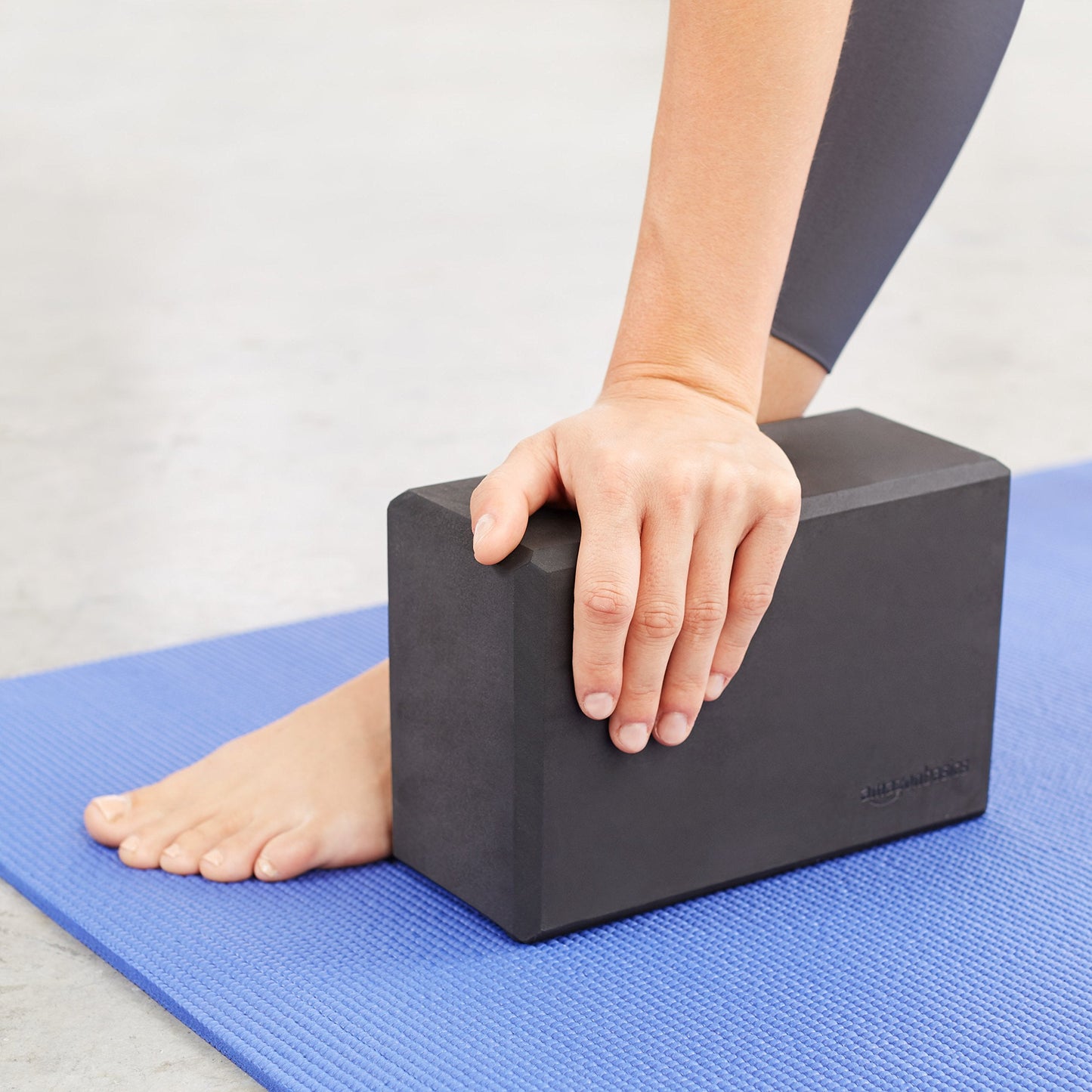 Amazon Basics Non-Slip Yoga Blocks, Set of 2, Deepen Poses, 4" x 9" x 6", Black