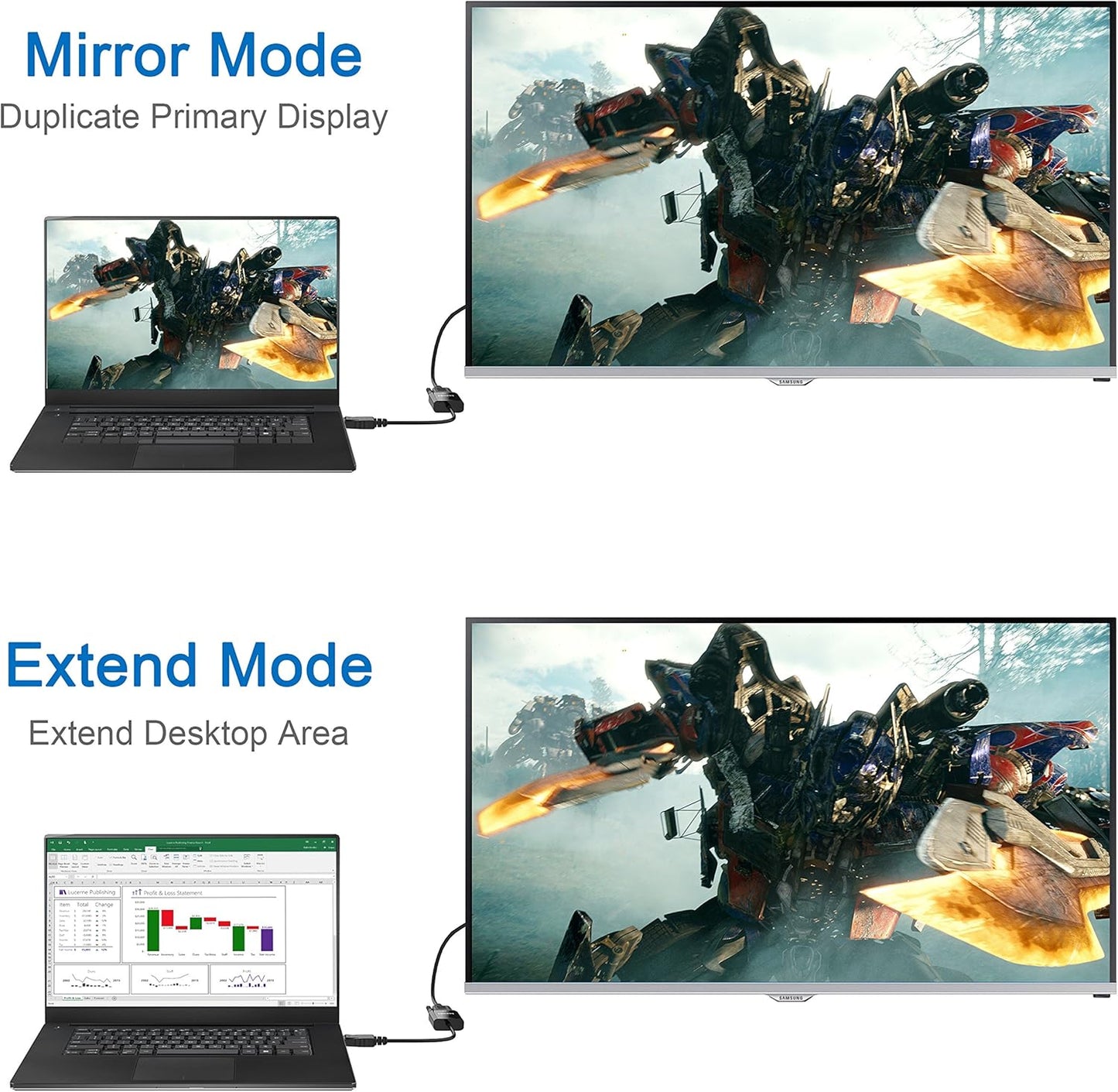 Moread DisplayPort (DP) to VGA Adapter, Gold-Plated Display Port to VGA Adapter (Male to Female) Compatible