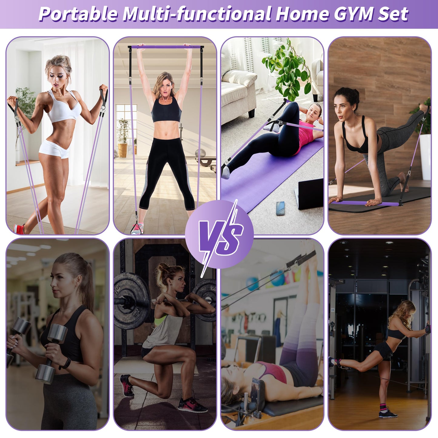 Goocrun Pilates Bar Kit with Resistance Bands for Men and Women - 3 Set Exercise Resistance Bands - Portable Multifunctional Home Gym - Supports Full-Body Workouts – with Fitness Poster and Video