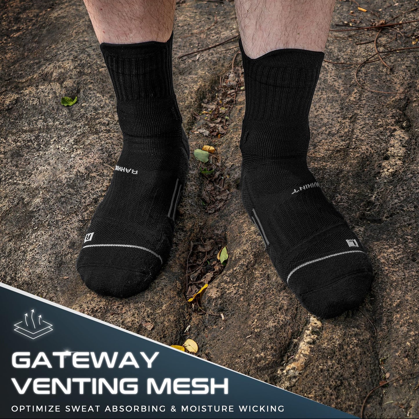 Rahhint CoolMax Quarter Compression Running Socks for Men Women, Wicking Cushion Athletic Hiking Socks 3 Pairs