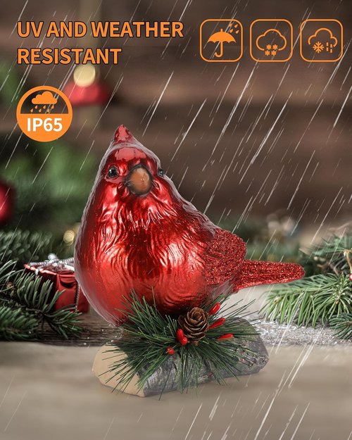 iStatue Red Cardinal Bird Figurines - Realistic 6.3'' Resin Statues for Holiday Home Decor | Set of 2
